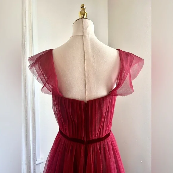 Marchesa Notte Red Mesh Gown - Picture 6 of 8